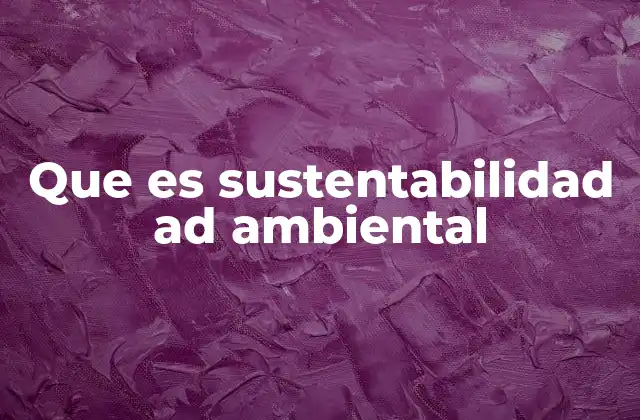 Que es Sustentabilidad Ad Ambiental