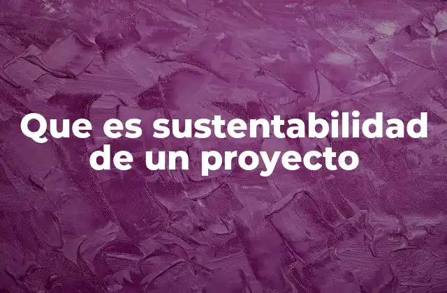 Que es Sustentabilidad de un Proyecto