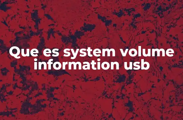 Que es System Volume Information Usb