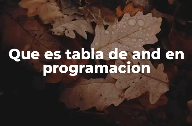 Que es Tabla de And en Programacion