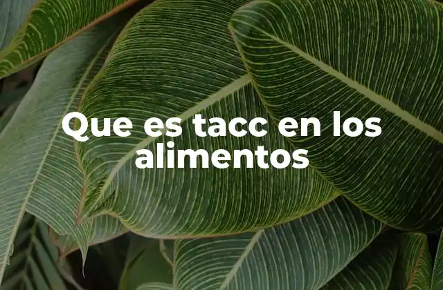 Que es Tacc en los Alimentos