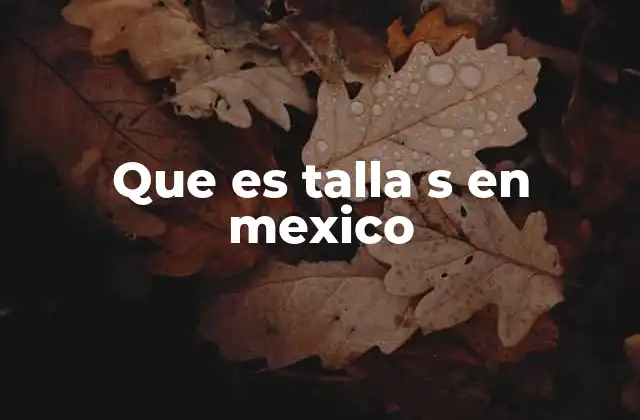 Que es Talla S en Mexico