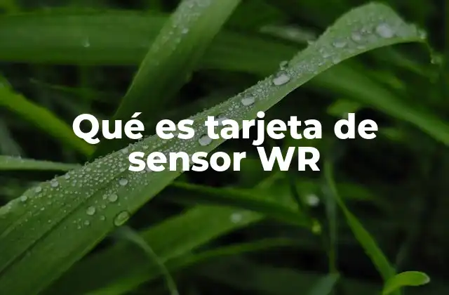 Qué es Tarjeta de Sensor Wr