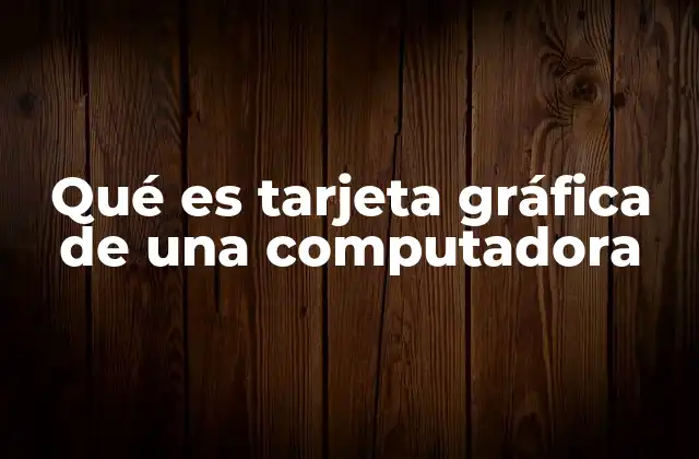 Qué es Tarjeta Gráfica de una Computadora