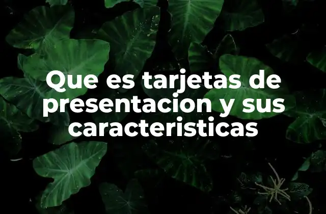 Que es Tarjetas de Presentacion y Sus Caracteristicas