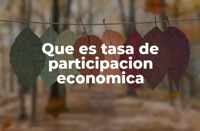 Que es Tasa de Participacion Economica