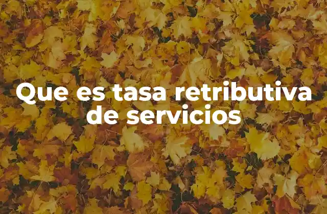 Que es Tasa Retributiva de Servicios