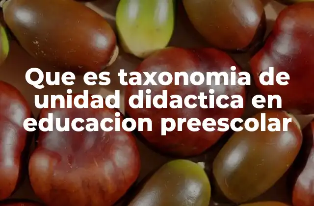 Que es Taxonomia de Unidad Didactica en Educacion Preescolar