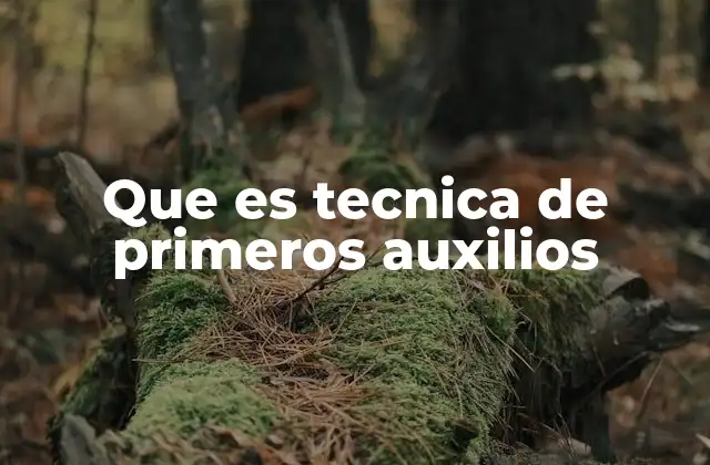 Que es Tecnica de Primeros Auxilios