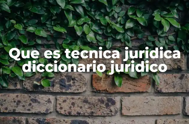 Que es Tecnica Juridica Diccionario Juridico