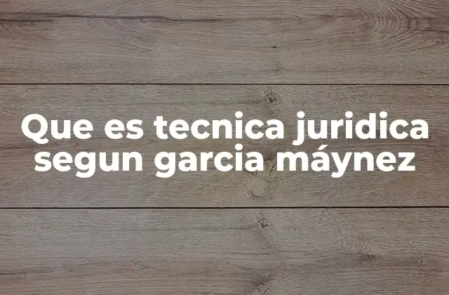 Que es Tecnica Juridica Segun Garcia Máynez