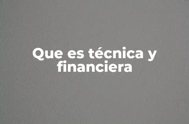 Que es Técnica y Financiera
