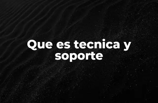 Que es Tecnica y Soporte