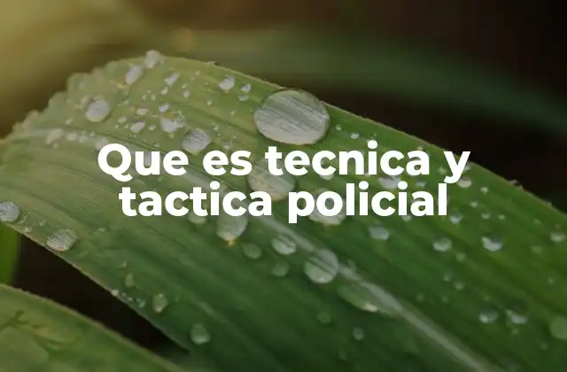 Que es Tecnica y Tactica Policial