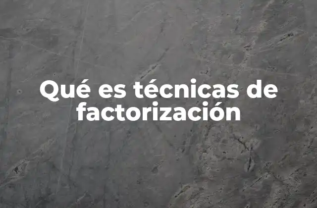 Qué es Técnicas de Factorización
