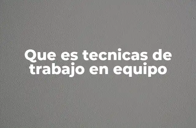 Que es Tecnicas de Trabajo en Equipo