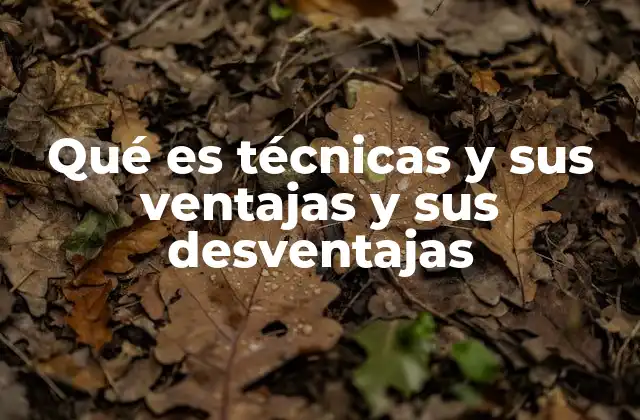 Qué es Técnicas y Sus Ventajas y Sus Desventajas