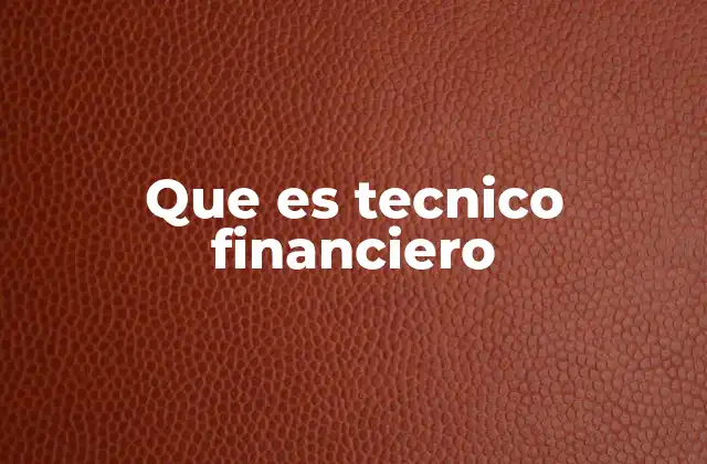 Que es Tecnico Financiero