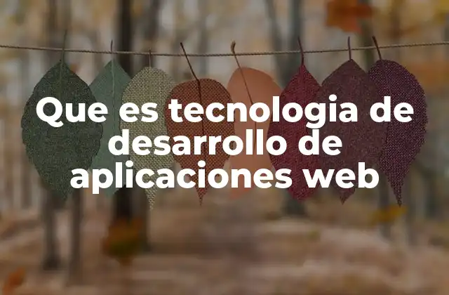 Que es Tecnologia de Desarrollo de Aplicaciones Web