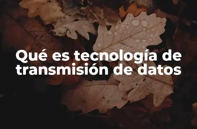 Qué es Tecnología de Transmisión de Datos