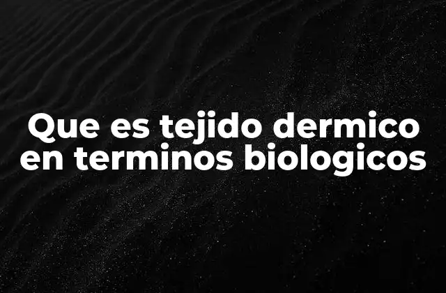 Que es Tejido Dermico en Terminos Biologicos