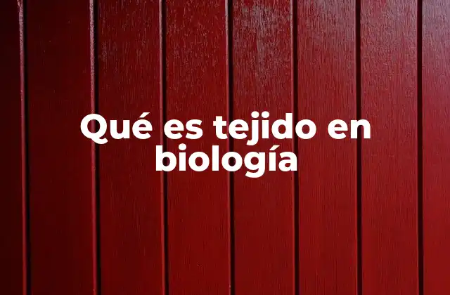 Qué es Tejido en Biología