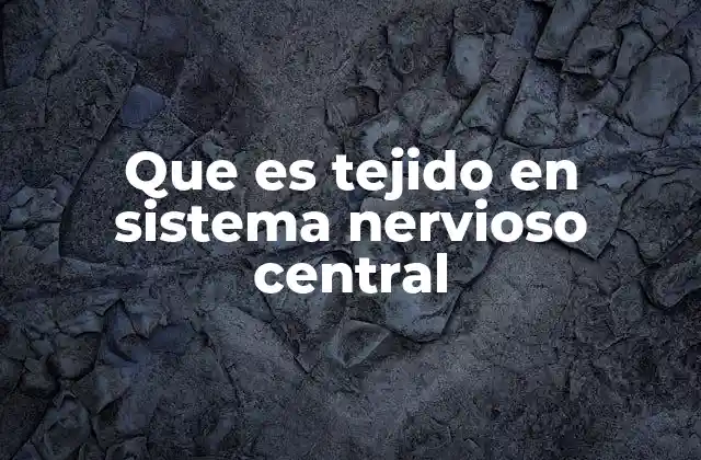 Que es Tejido en Sistema Nervioso Central
