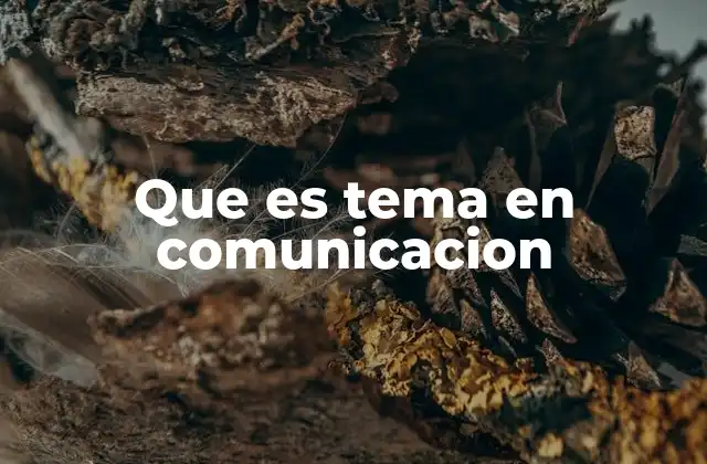 Que es Tema en Comunicacion