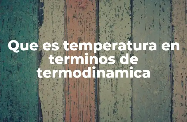 Que es Temperatura en Terminos de Termodinamica