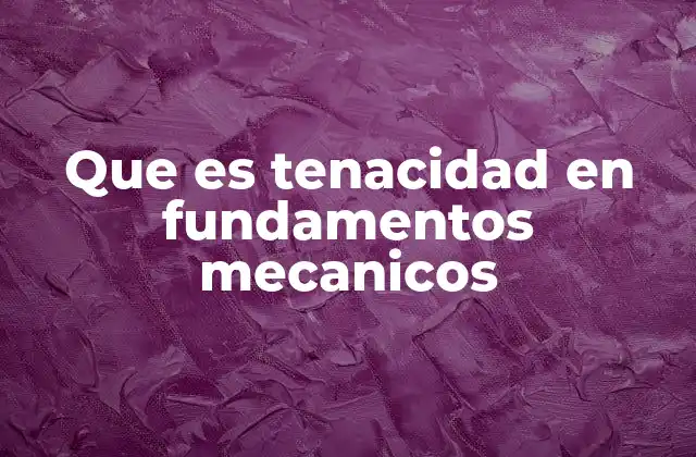 Que es Tenacidad en Fundamentos Mecanicos