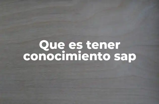 Que es Tener Conocimiento Sap
