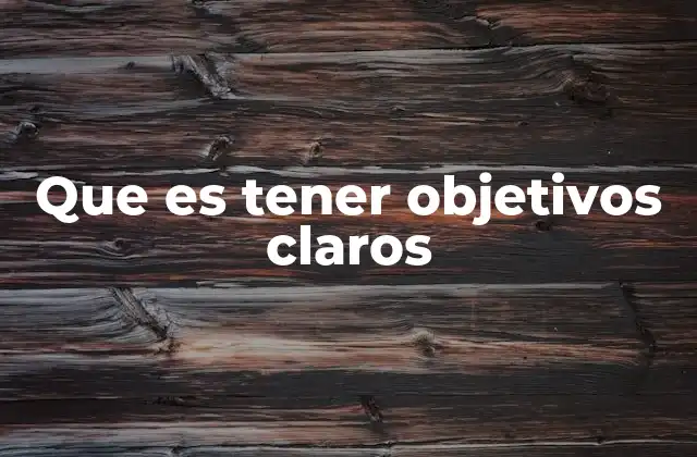 Que es Tener Objetivos Claros