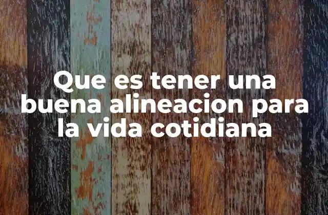 Que es Tener una Buena Alineacion para la Vida Cotidiana