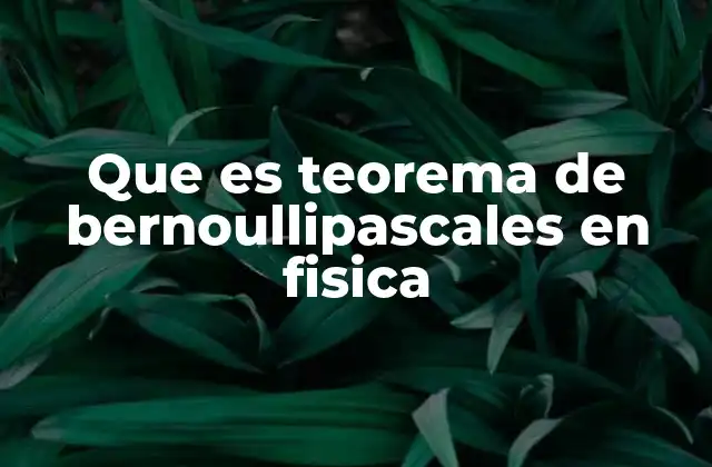 Que es Teorema de Bernoullipascales en Fisica 2 La relación entre presión y movimiento en los fluidos