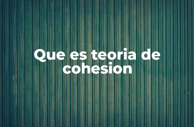 Que es Teoria de Cohesion