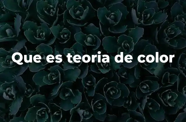 Que es Teoria de Color