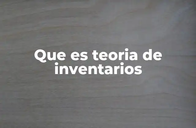 Que es Teoria de Inventarios