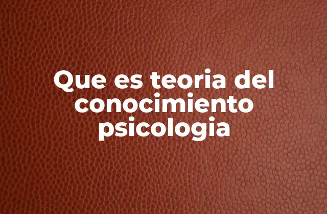 Que es Teoria Del Conocimiento Psicologia