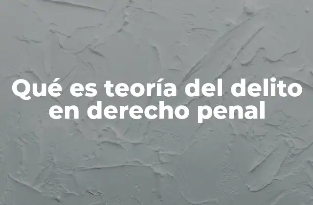 Qué es Teoría Del Delito en Derecho Penal