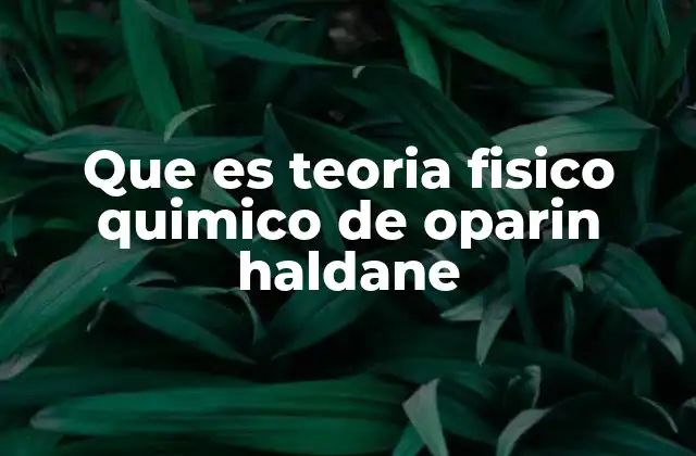 Que es Teoria Fisico Quimico de Oparin Haldane