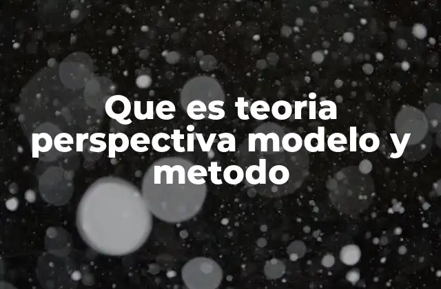 Que es Teoria Perspectiva Modelo y Metodo