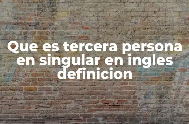 Que es Tercera Persona en Singular en Ingles Definicion