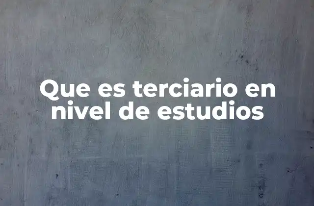 Que es Terciario en Nivel de Estudios