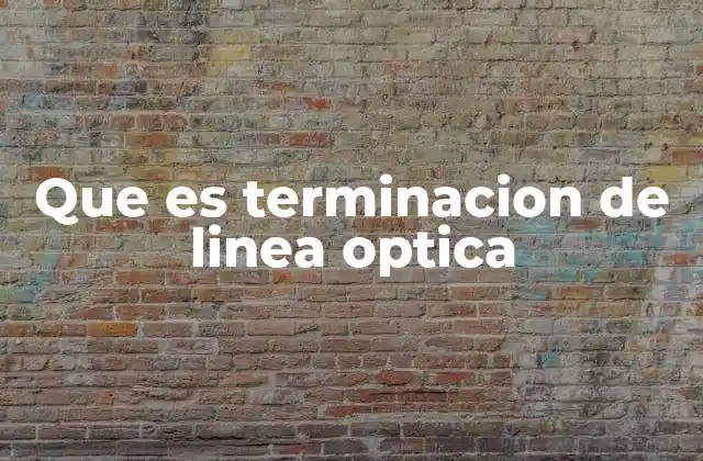 Que es Terminacion de Linea Optica