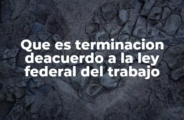 Que es Terminacion Deacuerdo a la Ley Federal Del Trabajo