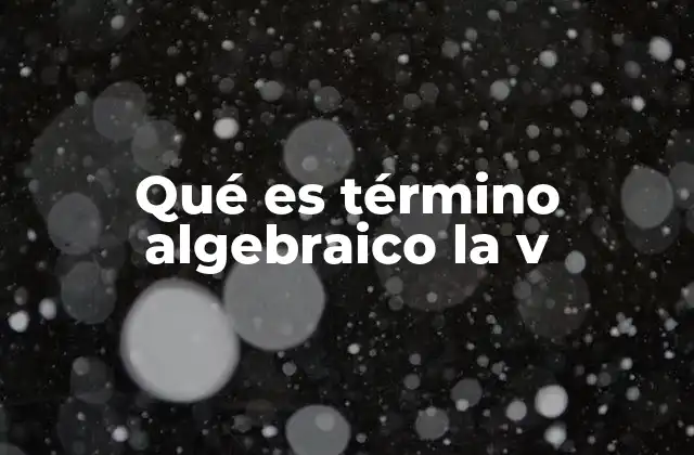 Qué es Término Algebraico la V