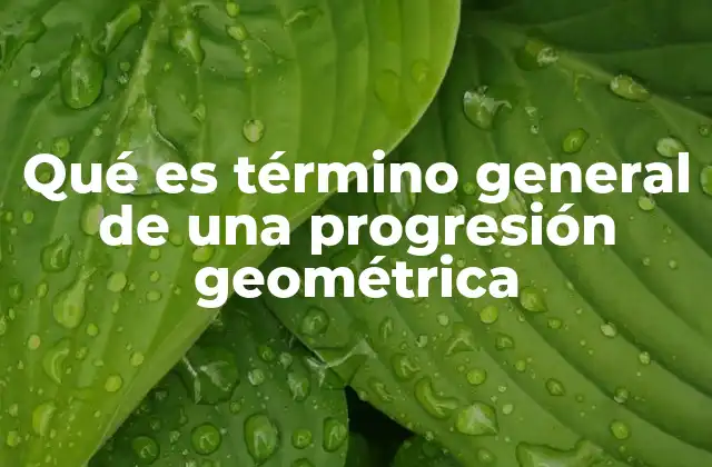 Qué es Término General de una Progresión Geométrica
