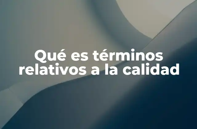 Qué es Términos Relativos a la Calidad