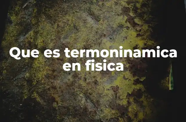 Que es Termoninamica en Fisica