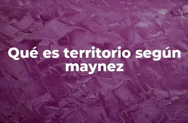 Qué es Territorio según Maynez